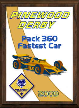 Cub Scout Color Pinewood Derby Plaque