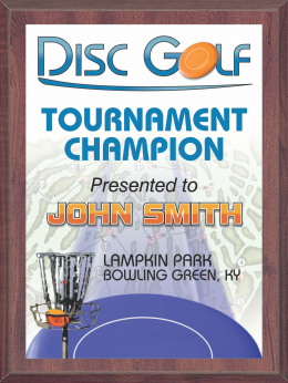 5" x 7" Disc Golf Color Plaque