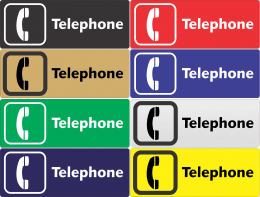 Telephone Plastic Sign -  8" x 3"