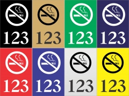 2" x 3" Numbered Door  Plastic Sign w/No Smoking Icon