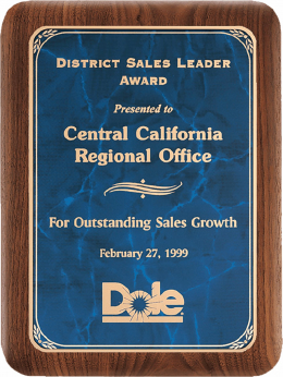 American Walnut Plaque with Sapphire Plate - P3486-8