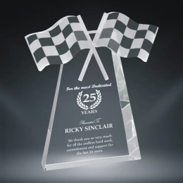 8-3/4" X 8" Checkered Flag Crystal