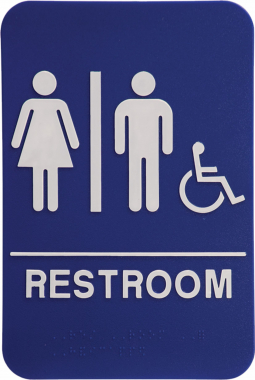 Unisex Handicap Restroom ADA Blue Plastic Sign