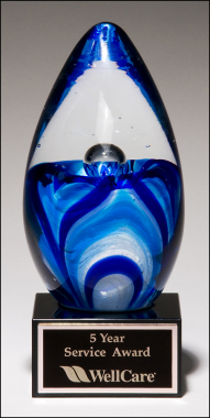 Art Glass Egg with Black Glass Base
