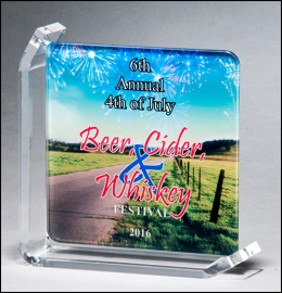 4-7/8" x 4-7/8" Color Glass Award 