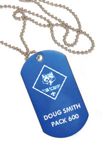 Laser Engraved Cub Scout Dog Tag with Chain