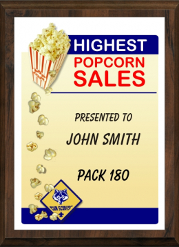 6" x 8" Cub Scout Popcorn Sales Plaque