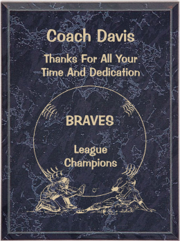 6" x 8" Baseball Black Gold Plaque