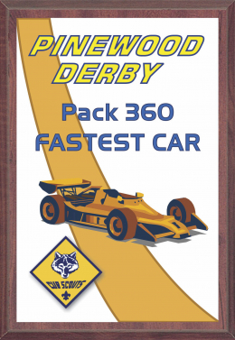 Cub Scout Pinewood Derby Plaque - SP46-68PWD