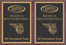 8" x 10" KHSAA Basketball District/Regional Tournament Plaque