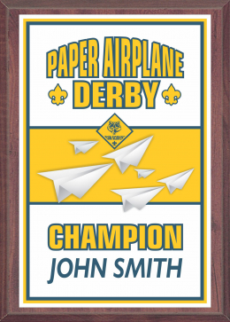 Cub Scout Paper Airplane Derby Plaque - SP46-68PAD
