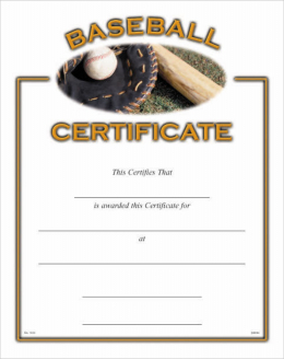 Baseball Certificate