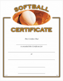 Softball Certificate