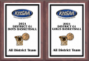 xxxKHSAA Basketball Color District/Regional All Tournament/MVP Plaques